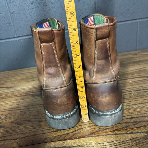 Justin Original Workboots Mens 9.5 EE Brown Leather USA Made Kiltie Logger Boots - Picture 6 of 8